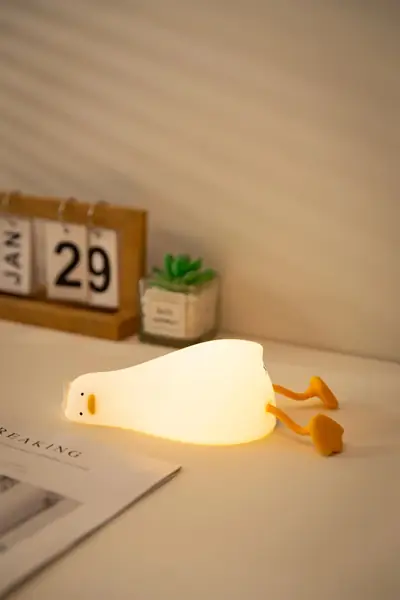 Lying Flat Duck Silicone Lamp, Duck Night Light for Kids